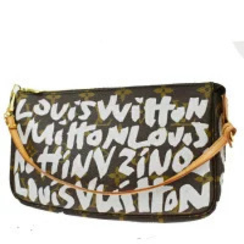 Louis Vuitton Pochette Accessoires Monogram Shoulder Bag Canvas Leather Brown